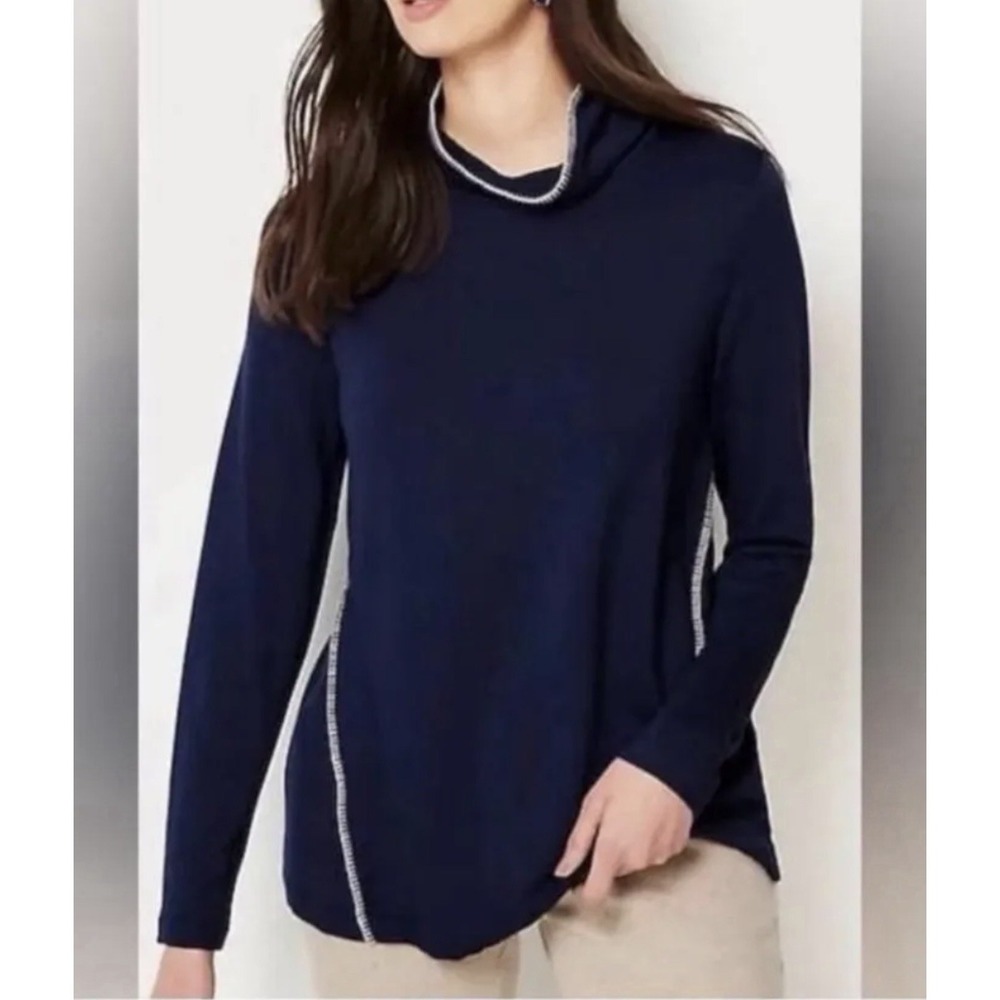 Pure Jill Women's Blue Tranquility Fleece Long Sleeve Tunic-Size XSP New